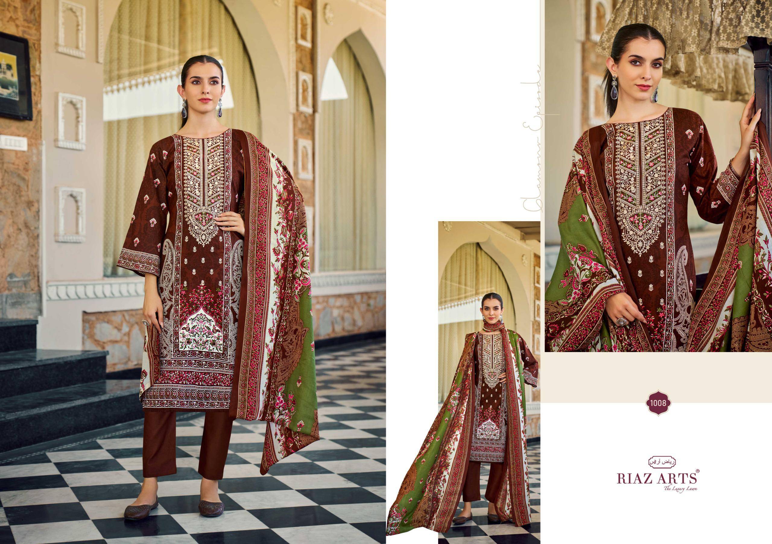  MUSAFIR vol-31 BY RIAZ ARTS PRINTS 1001 TO 1008 SERIES Pakistani Stylish Embroidered cotton camric Dresses At Wholesale Price
